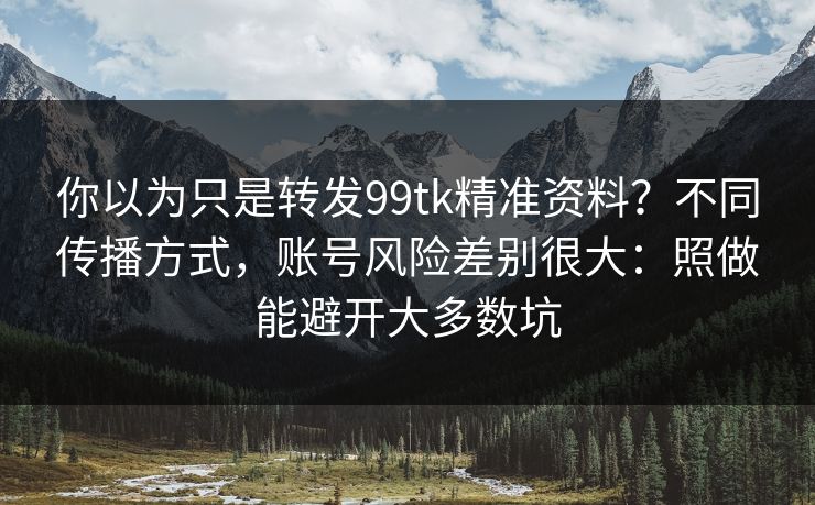 你以为只是转发99tk精准资料？不同传播方式，账号风险差别很大：照做能避开大多数坑