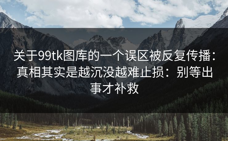 关于99tk图库的一个误区被反复传播：真相其实是越沉没越难止损：别等出事才补救