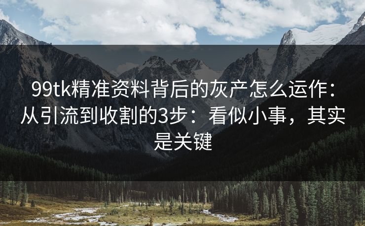 99tk精准资料背后的灰产怎么运作:从引流到收割的3步:看似小事,其实是关键 99tk精准资料背后的灰产怎么运作:从引流到收割的3步:看似小事,其实是关键