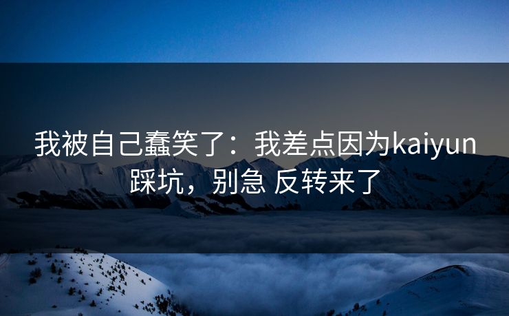 我被自己蠢笑了:我差点因为kaiyun踩坑,别急 反转来了 我被自己蠢笑了:我差点因为kaiyun踩坑,别急 反转来了